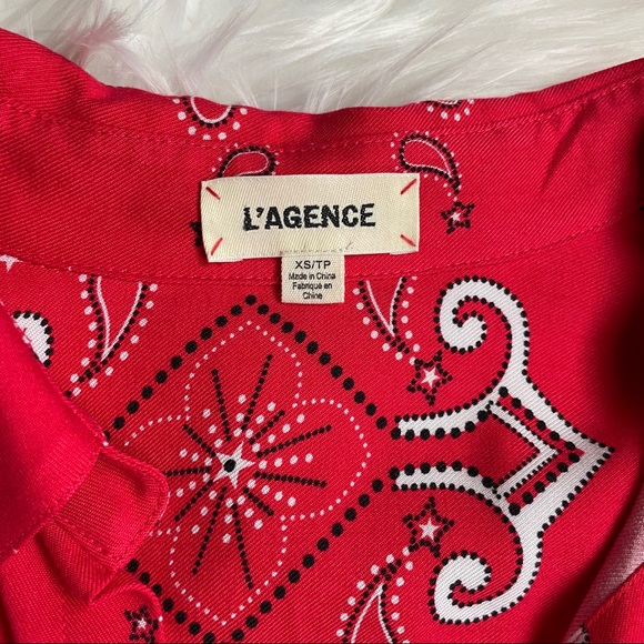 L’agence Jacqueline Red Bandana Button Down Top - Picture 4 of 5